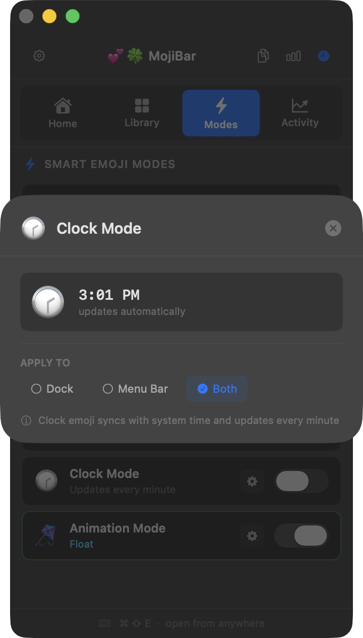 MojiBar Clock Emoji Mode